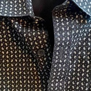 Express men’s black and white small paisley button down